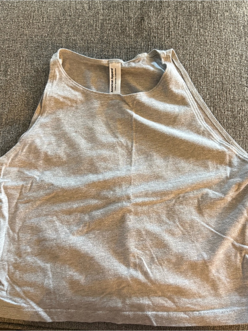 American Apparel Light Gray Cropped High Neck Tank - Picture 1 of 3